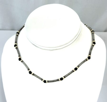 15” David Yurman Hampton Cable Choker Necklace 925 Sterling & 14k Gold w/ Box