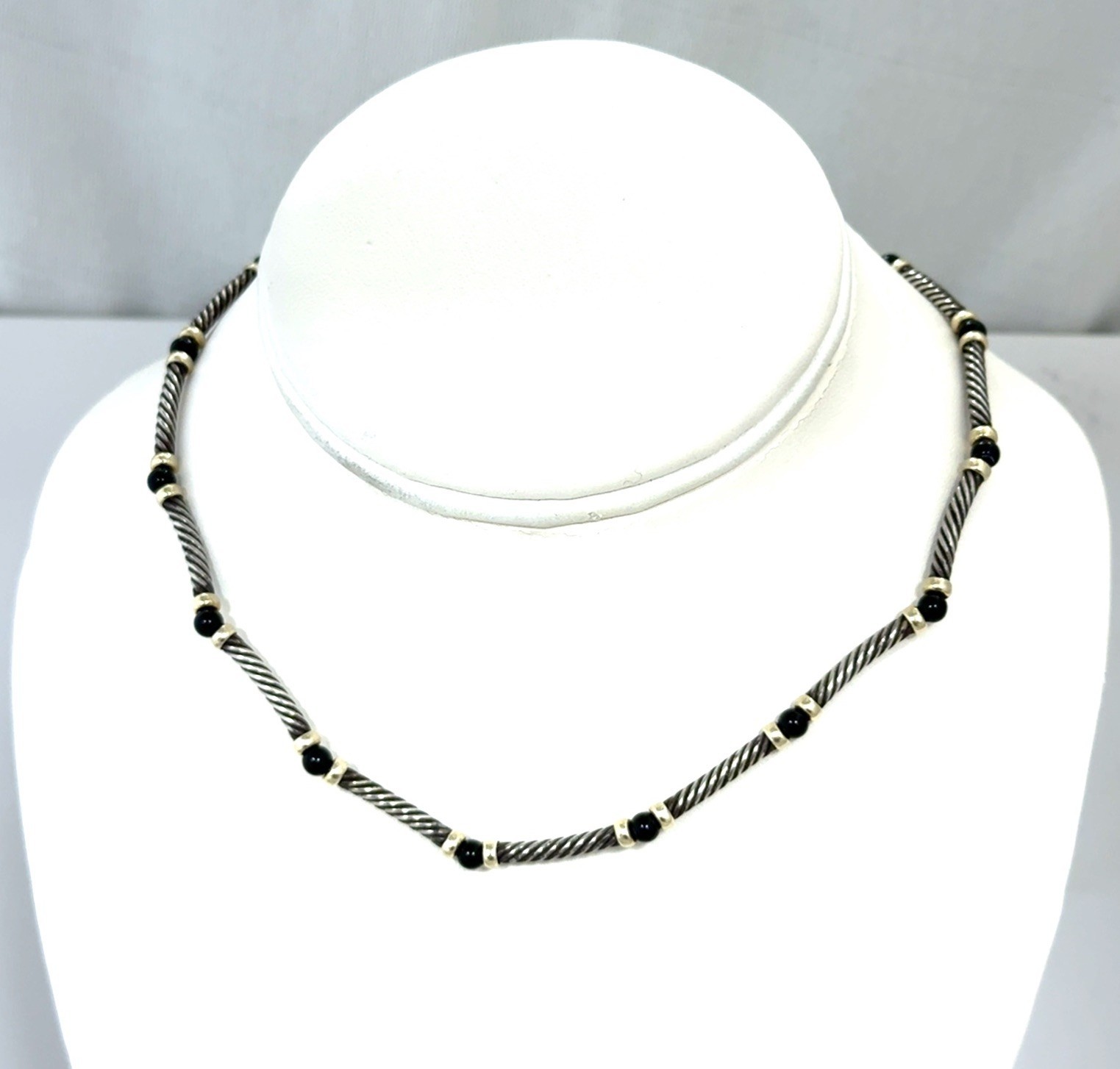 15” David Yurman Hampton Cable Choker Necklace 925 Sterling & 14k Gold w/ Box