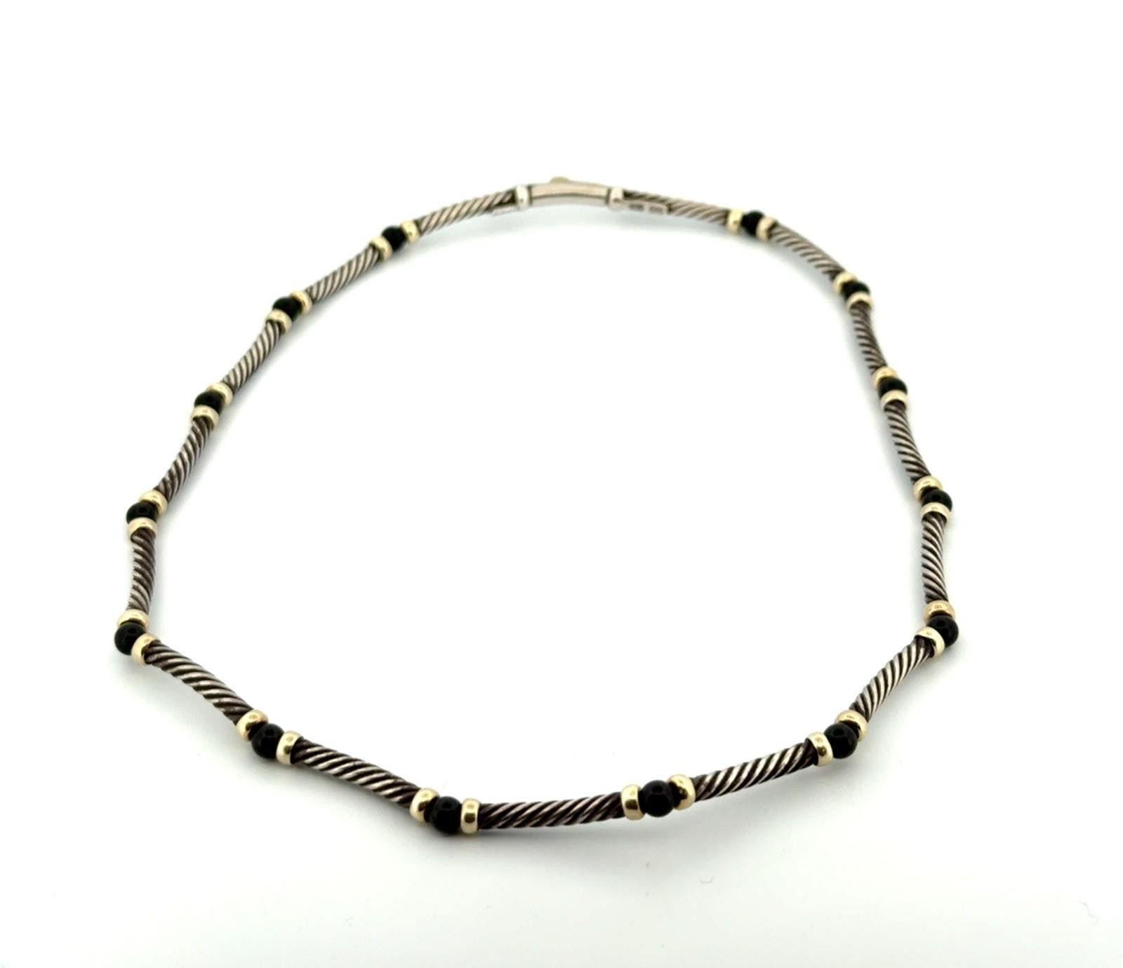 15” David Yurman Hampton Cable Choker Necklace 925 Sterling & 14k Gold w/ Box - Image 2