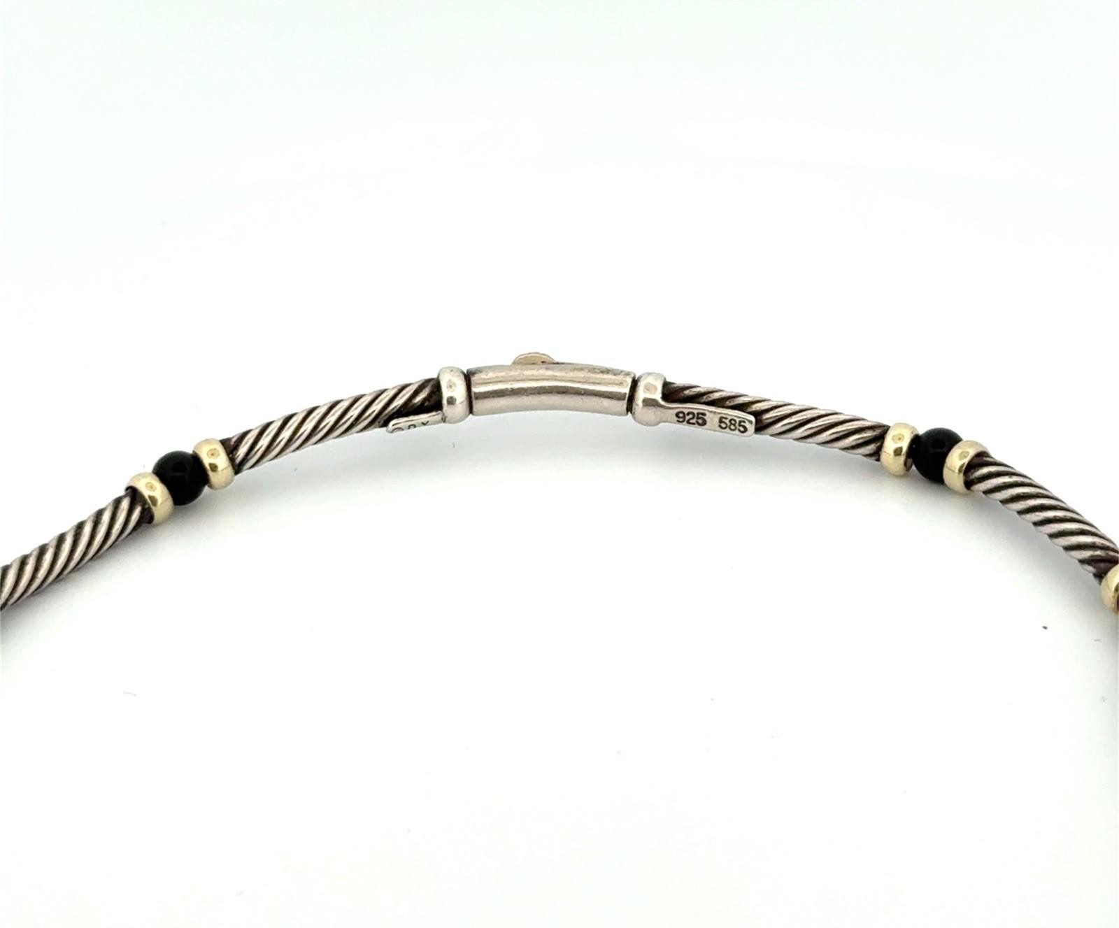 15” David Yurman Hampton Cable Choker Necklace 925 Sterling & 14k Gold w/ Box - Image 3