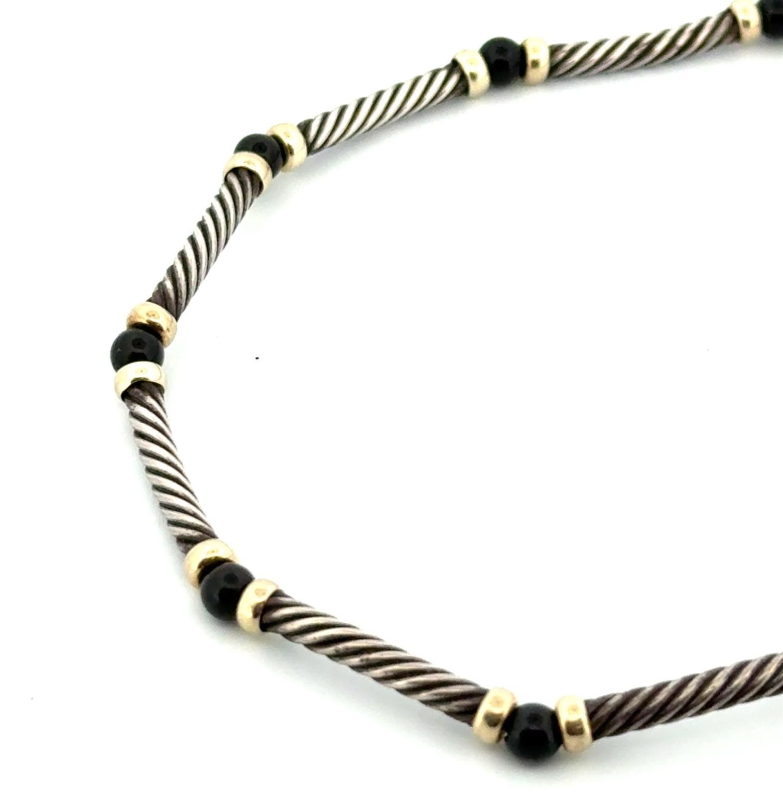 15” David Yurman Hampton Cable Choker Necklace 925 Sterling & 14k Gold w/ Box - Image 5