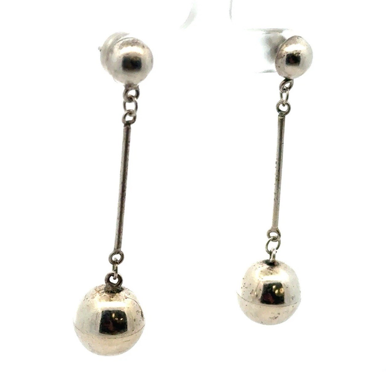 .925 Sterling Silver Ball Drop Earrings, 6.2g
