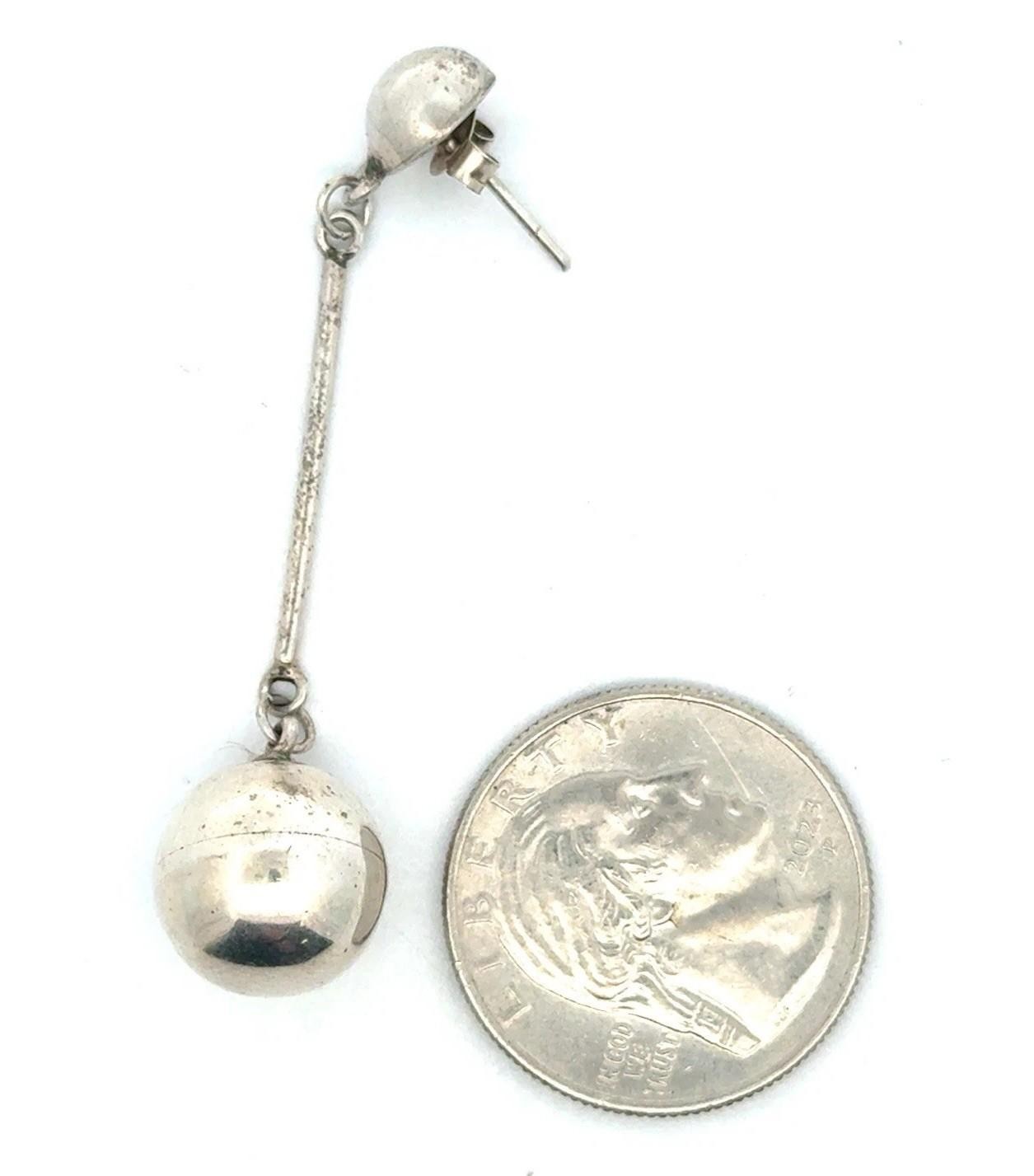 .925 Sterling Silver Ball Drop Earrings, 6.2g - Image 9