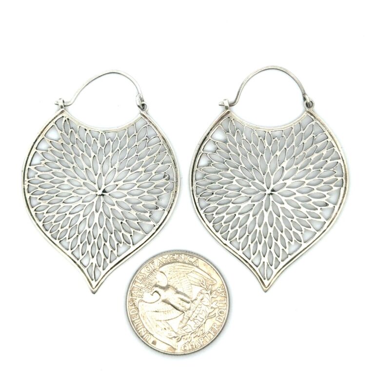 .925 Sterling Cutout Petal Earrings, 8.7g