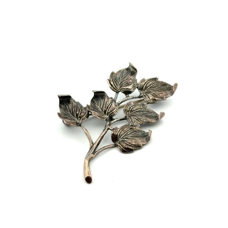 925 Sterling Silver Leaf Branch Brooch/Pendant 6.7g