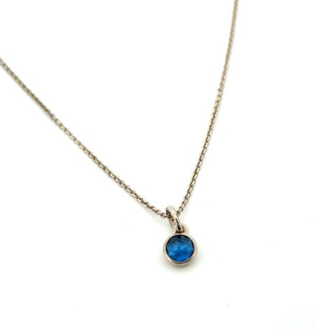 16-18” Pandora ALE S925 Sterling Silver Faceted Bezel Set Blue Droplet Necklace