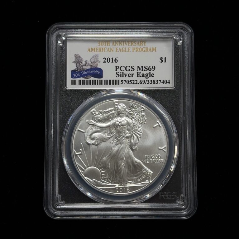 2016 American Silver Eagle PCGS MS69 30th Anniversary 1oz .999 Fine Silver