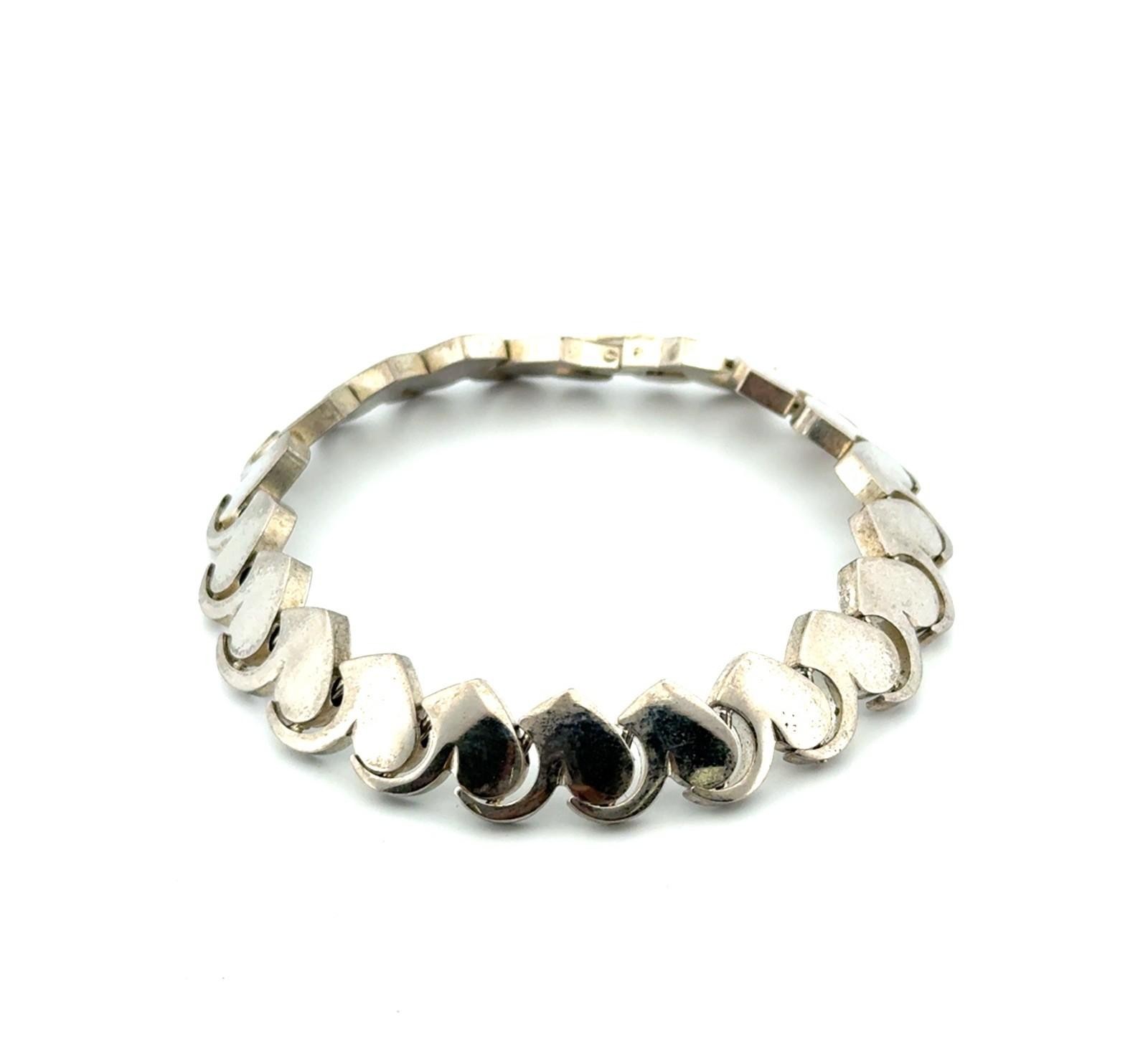 6.75” Interlocking Heart Link 925 Sterling Silver Bracelet 29.5g - Image 2