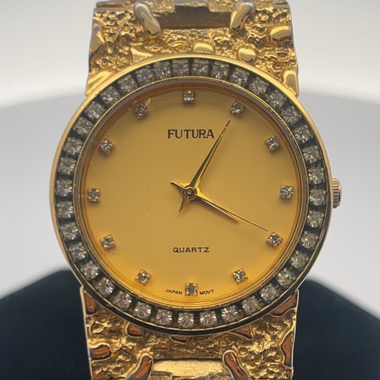 32mm Futura Ladies Quartz Gold Nugget Stainless Steel Wristwatch w/ New Battery