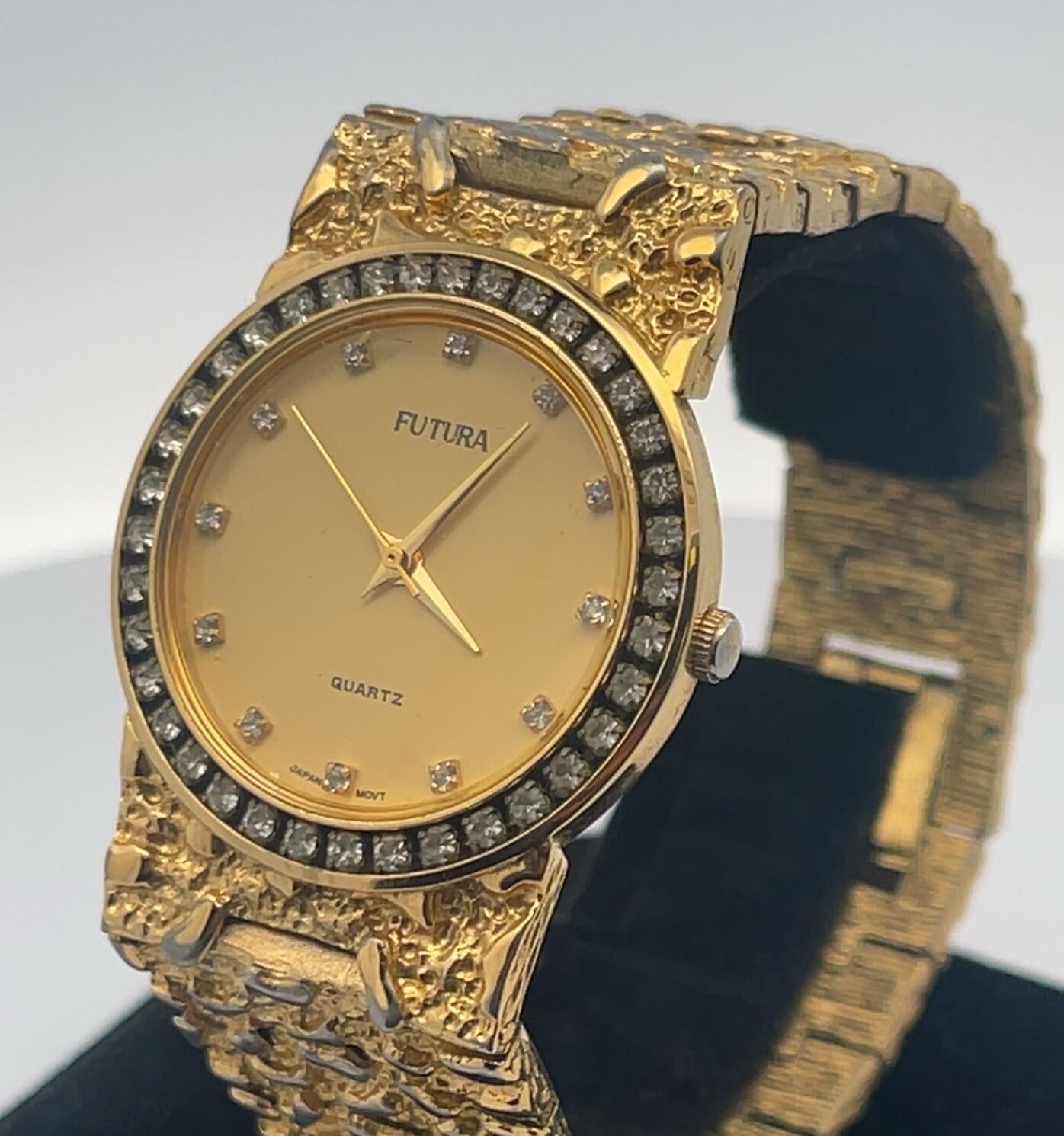 32mm Futura Ladies Quartz Gold Nugget Stainless Steel Wristwatch w/ New Battery - Image 2