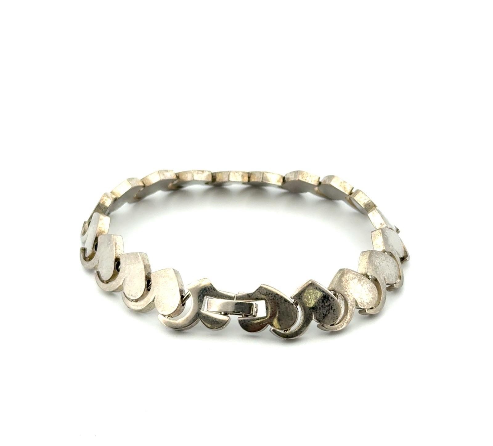 6.75” Interlocking Heart Link 925 Sterling Silver Bracelet 29.5g - Image 3