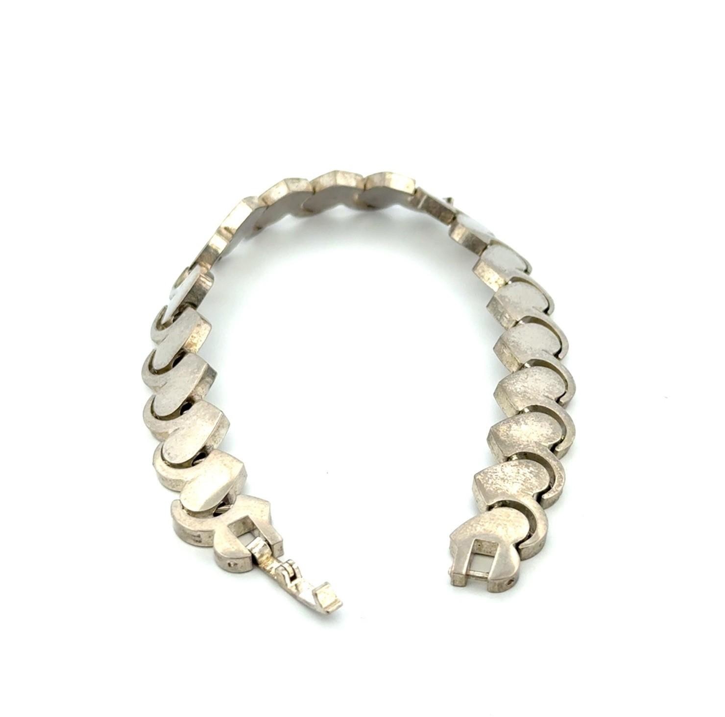 6.75” Interlocking Heart Link 925 Sterling Silver Bracelet 29.5g - Image 4