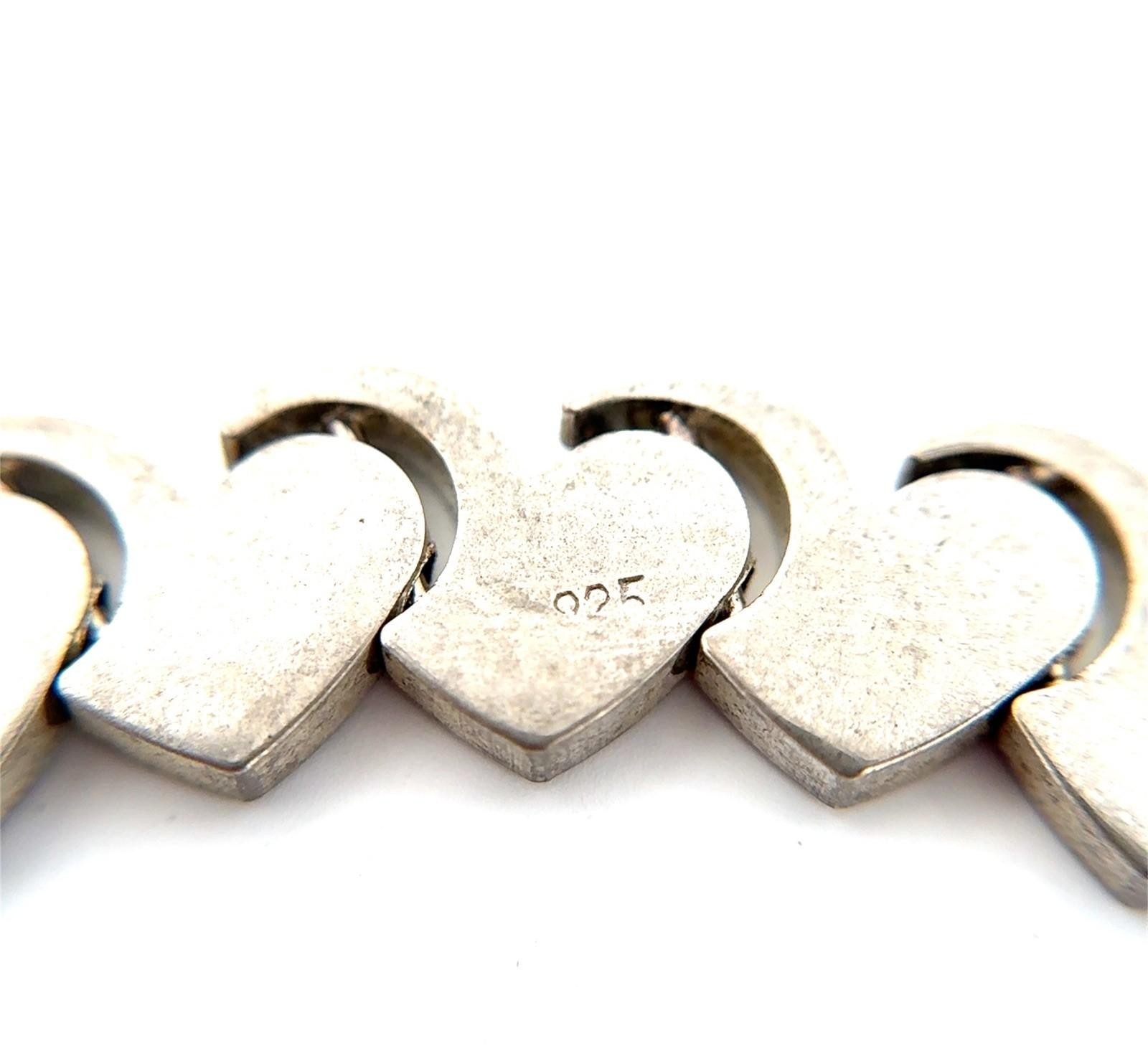 6.75” Interlocking Heart Link 925 Sterling Silver Bracelet 29.5g - Image 5