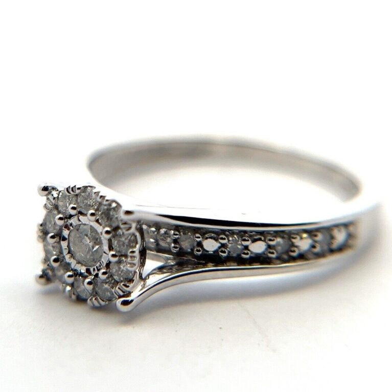 Forever Bride 10k White Gold 1/3 CTW Diamond Cluster Ring 2.6g Size: 7