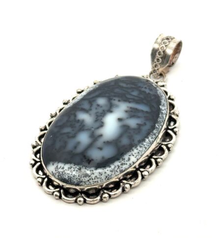 .925 Sterling Silver Dendrite Agate Pendant, 25.0g