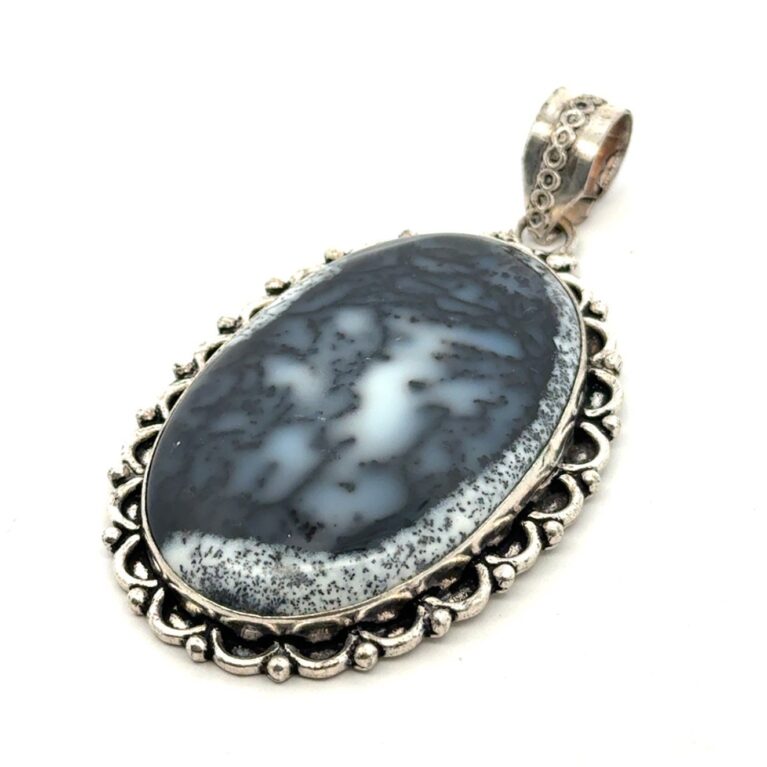 .925 Sterling Silver Dendrite Agate Pendant, 25.0g