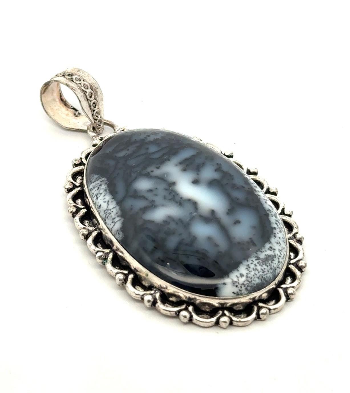 .925 Sterling Silver Dendrite Agate Pendant, 25.0g - Image 2