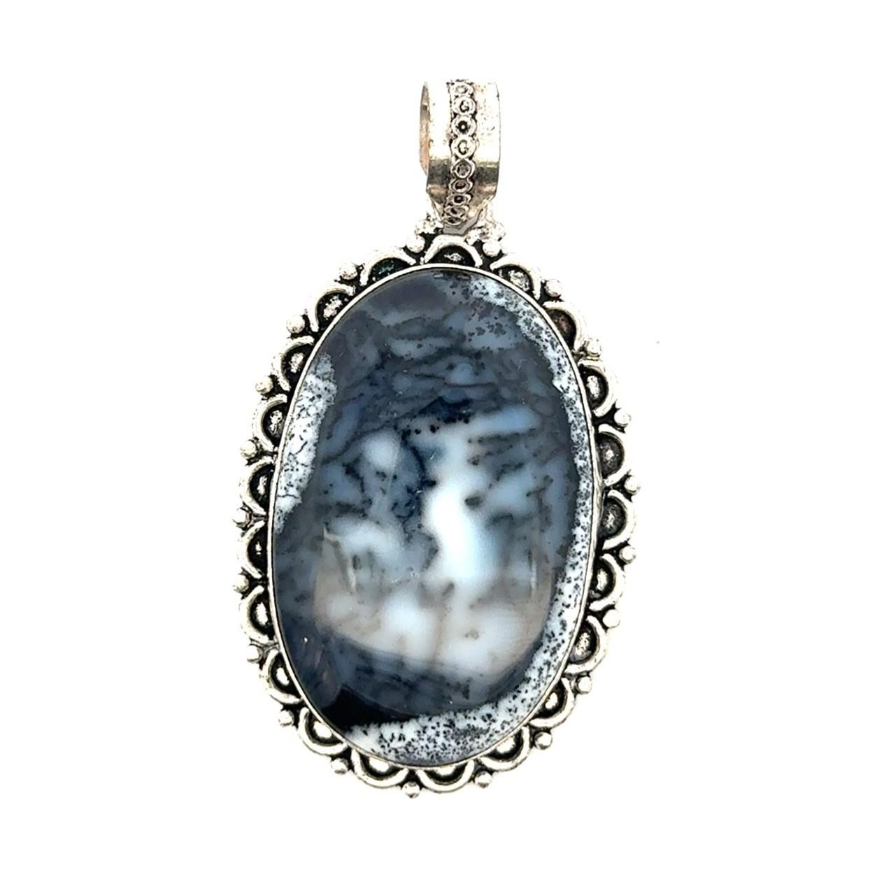 .925 Sterling Silver Dendrite Agate Pendant, 25.0g - Image 3