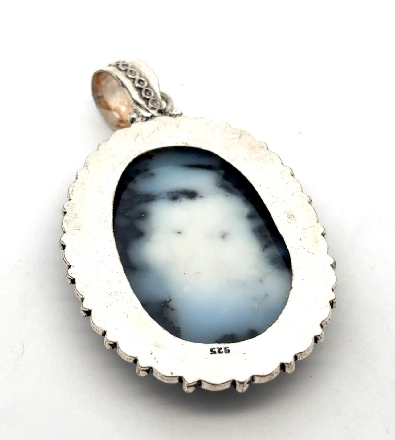 .925 Sterling Silver Dendrite Agate Pendant, 25.0g - Image 5