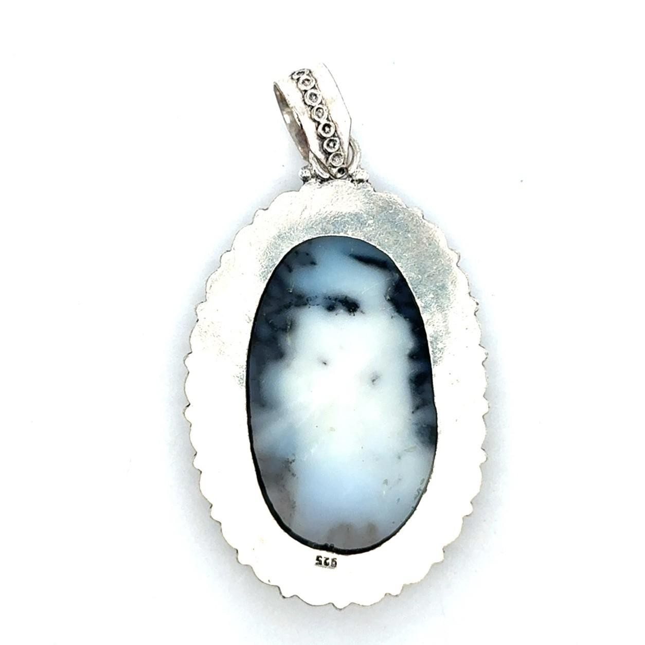 .925 Sterling Silver Dendrite Agate Pendant, 25.0g - Image 6