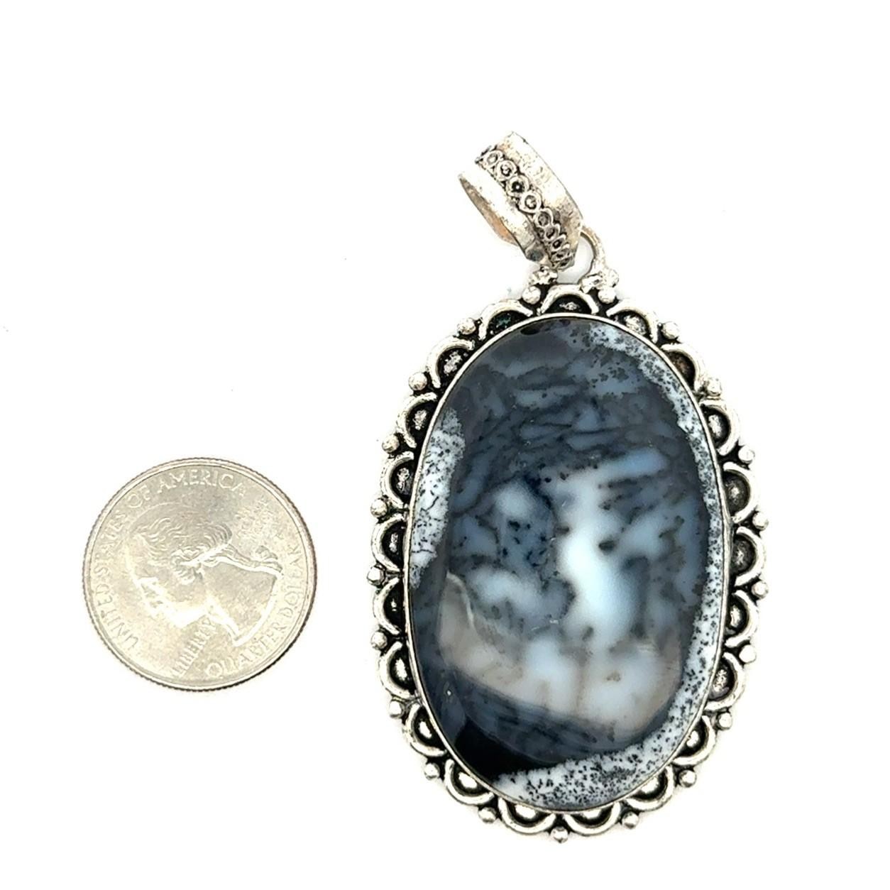 .925 Sterling Silver Dendrite Agate Pendant, 25.0g - Image 7