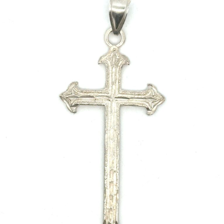 .925 Sterling Silver Engraved Cross Pendant, 5.6g