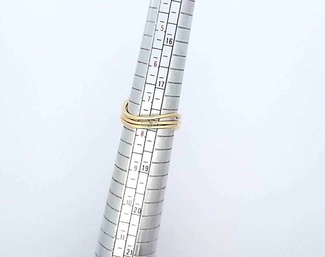 14k YG Three Multi-Color Stacker Rings-Emerald, Ruby, Blue Sapphire 4.8 Grams - Image 9