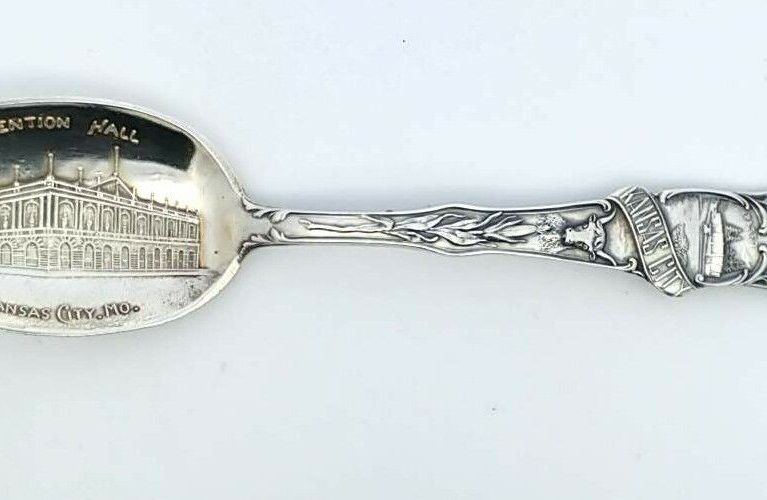 Vintage Kansas City Mo. Convention Hall Souvenir Sterling Silver Spoon 5.75 Inch