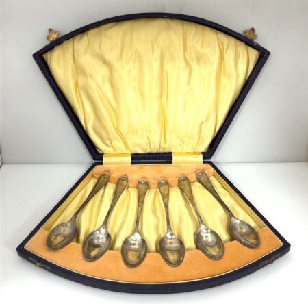 Set of 6 - TB&S Bradbury & Sons Sheffield 1946 Demitasse Spoon Set w/ Orig Box