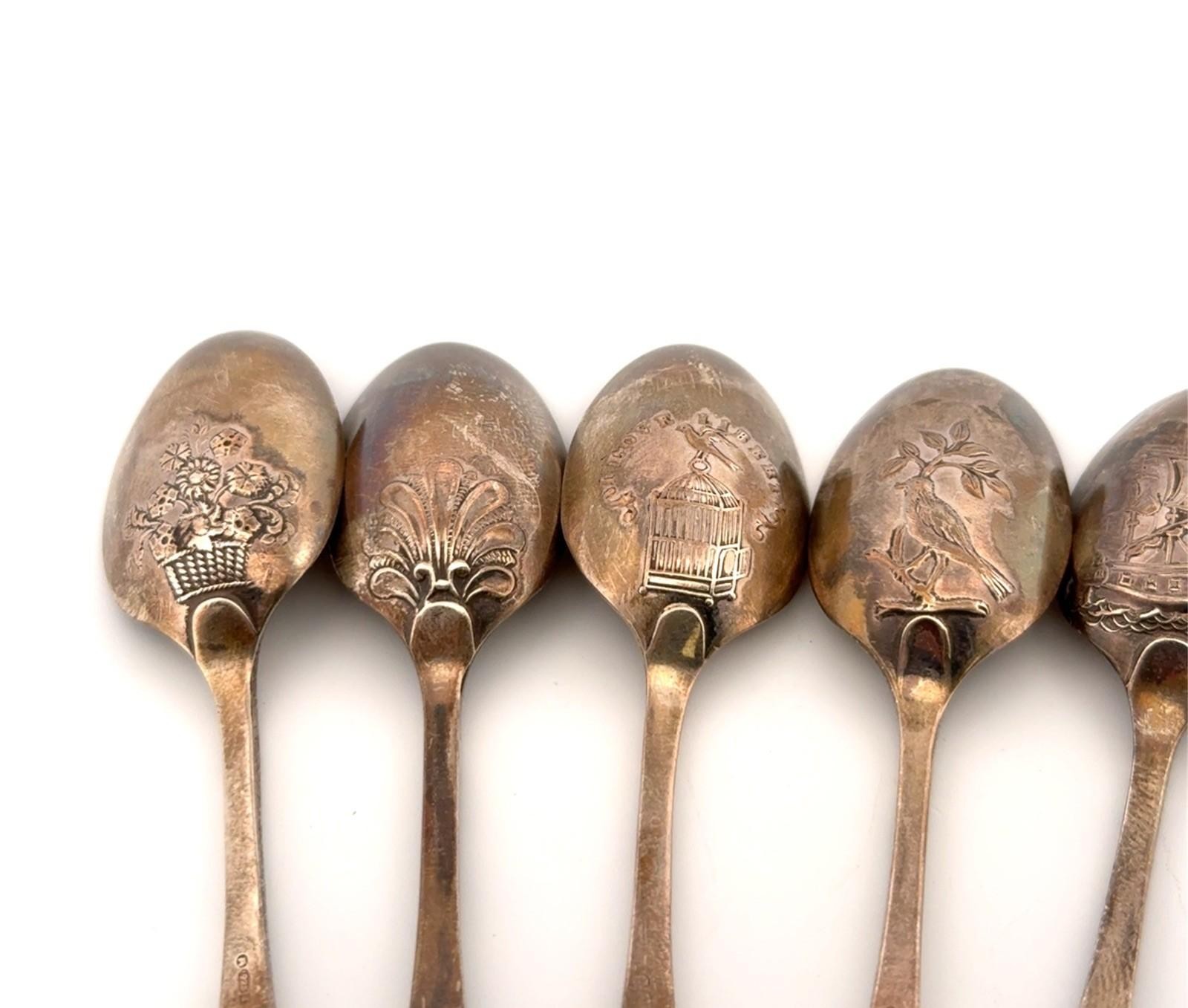 Set of 6 - TB&S Bradbury & Sons Sheffield 1946 Demitasse Spoon Set w/ Orig Box - Image 3