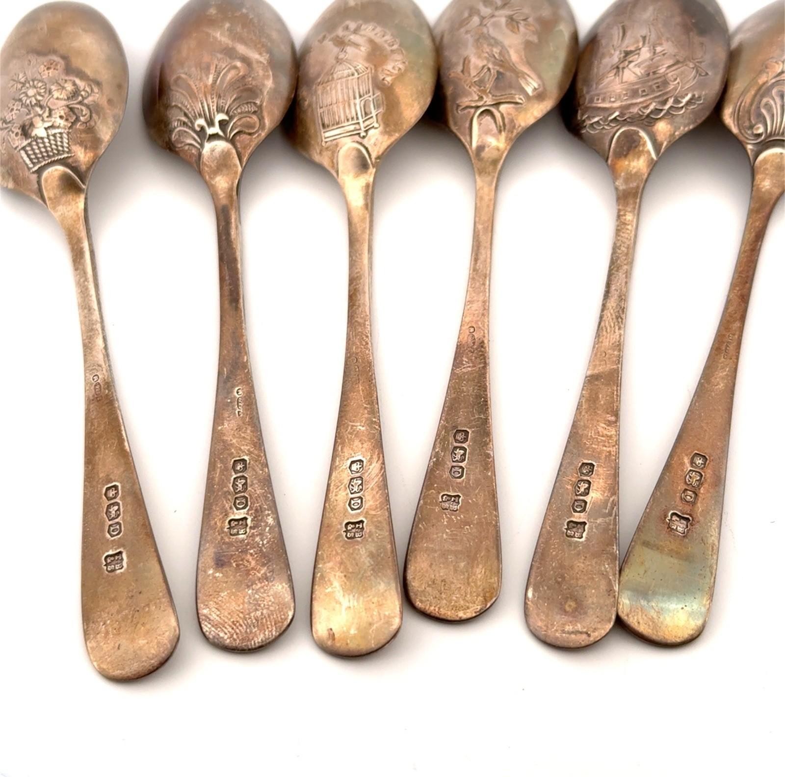 Set of 6 - TB&S Bradbury & Sons Sheffield 1946 Demitasse Spoon Set w/ Orig Box - Image 5