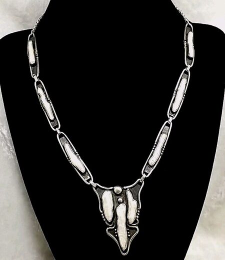 Vintage 925 Sterling Silver White Biwa Freshwater Pearl 18.5" Necklace 29.8 Gram