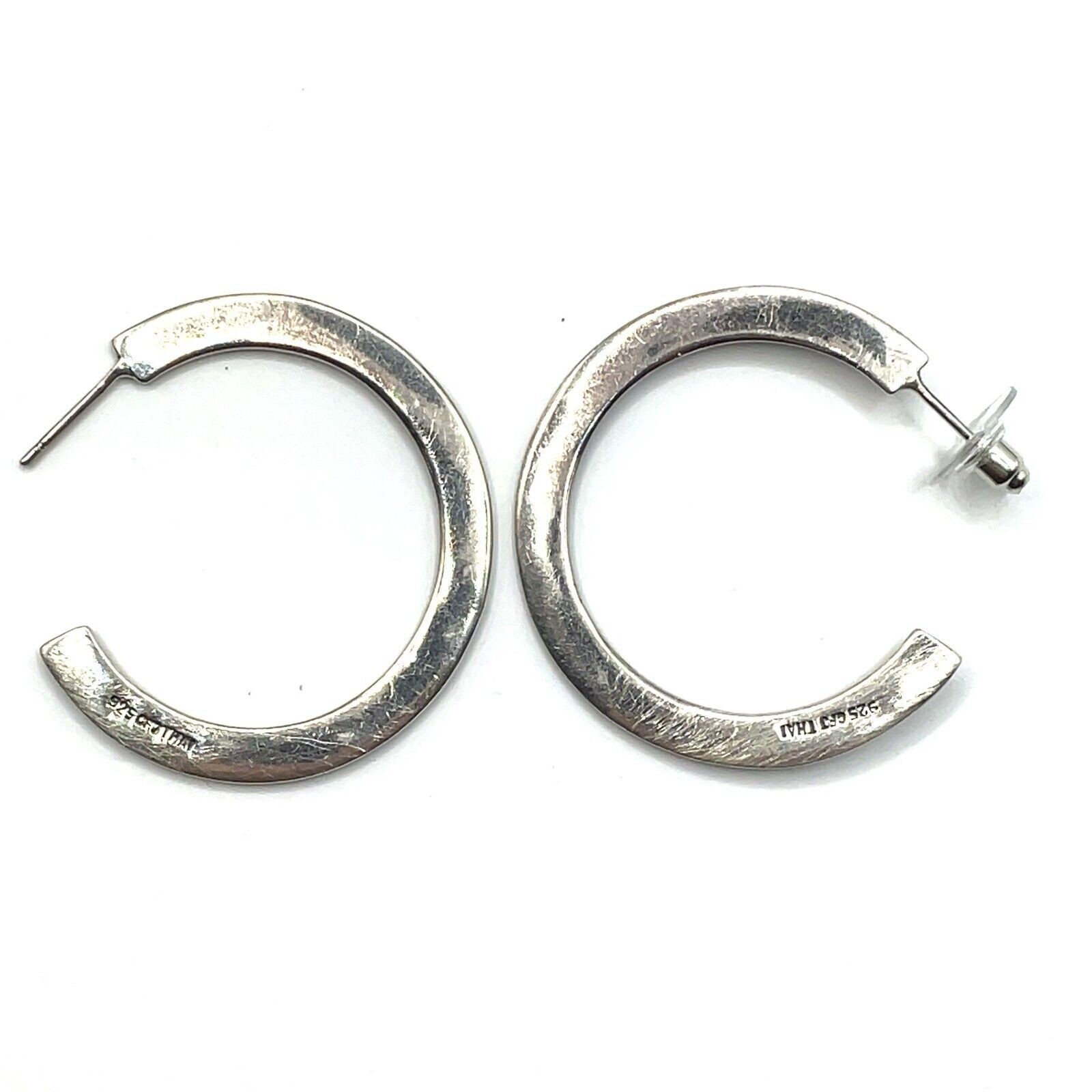 CFJ 1.5 Inch Oxidized Silver Hoop Earrings - Image 6