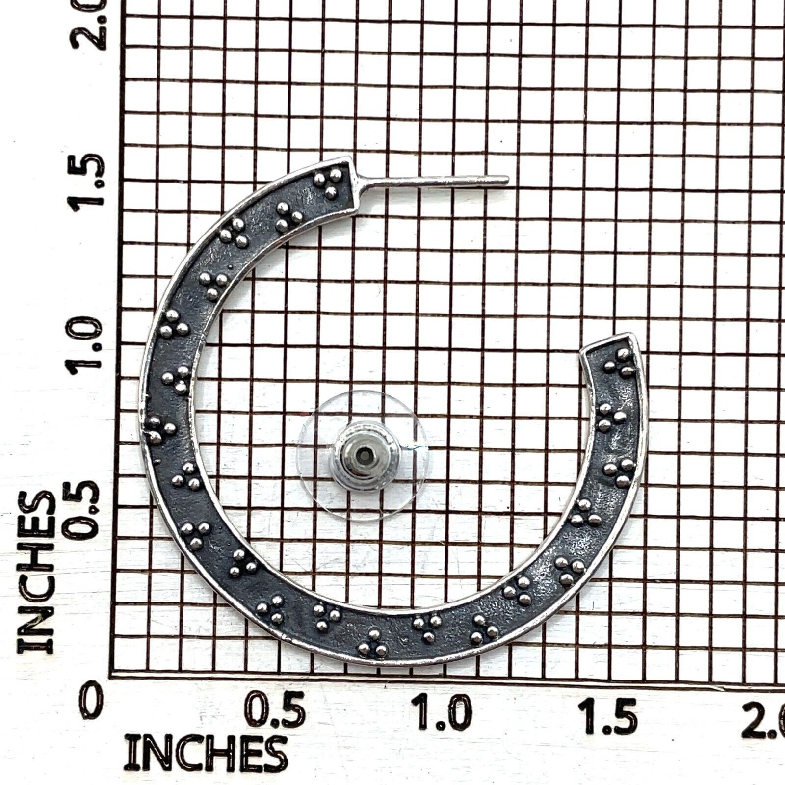 CFJ 1.5 Inch Oxidized Silver Hoop Earrings - Image 8