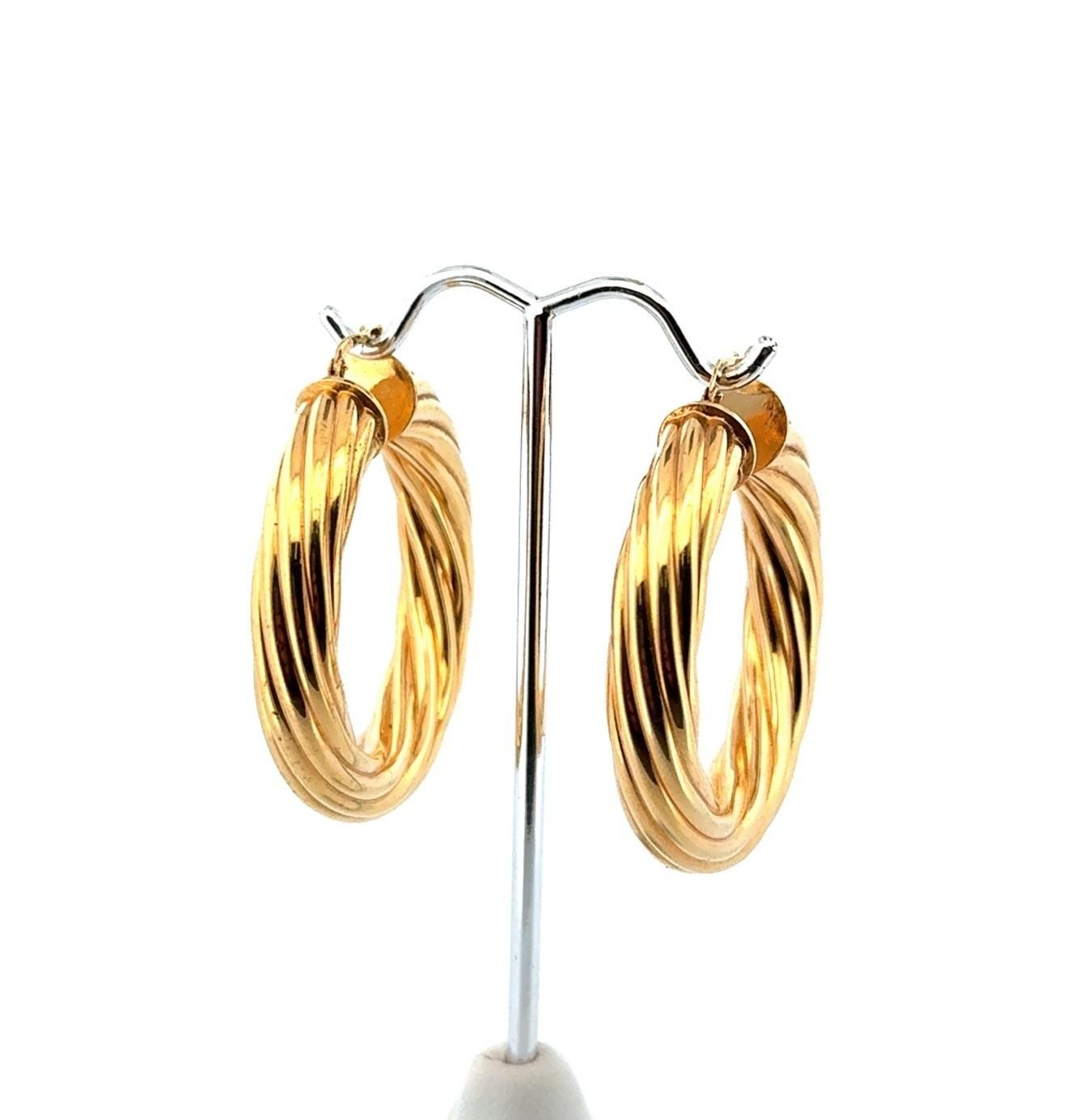 Italy 18k Gold Plated 925 Sterling Silver Large Twisted Hoop Earrings 25.4g - Image 2