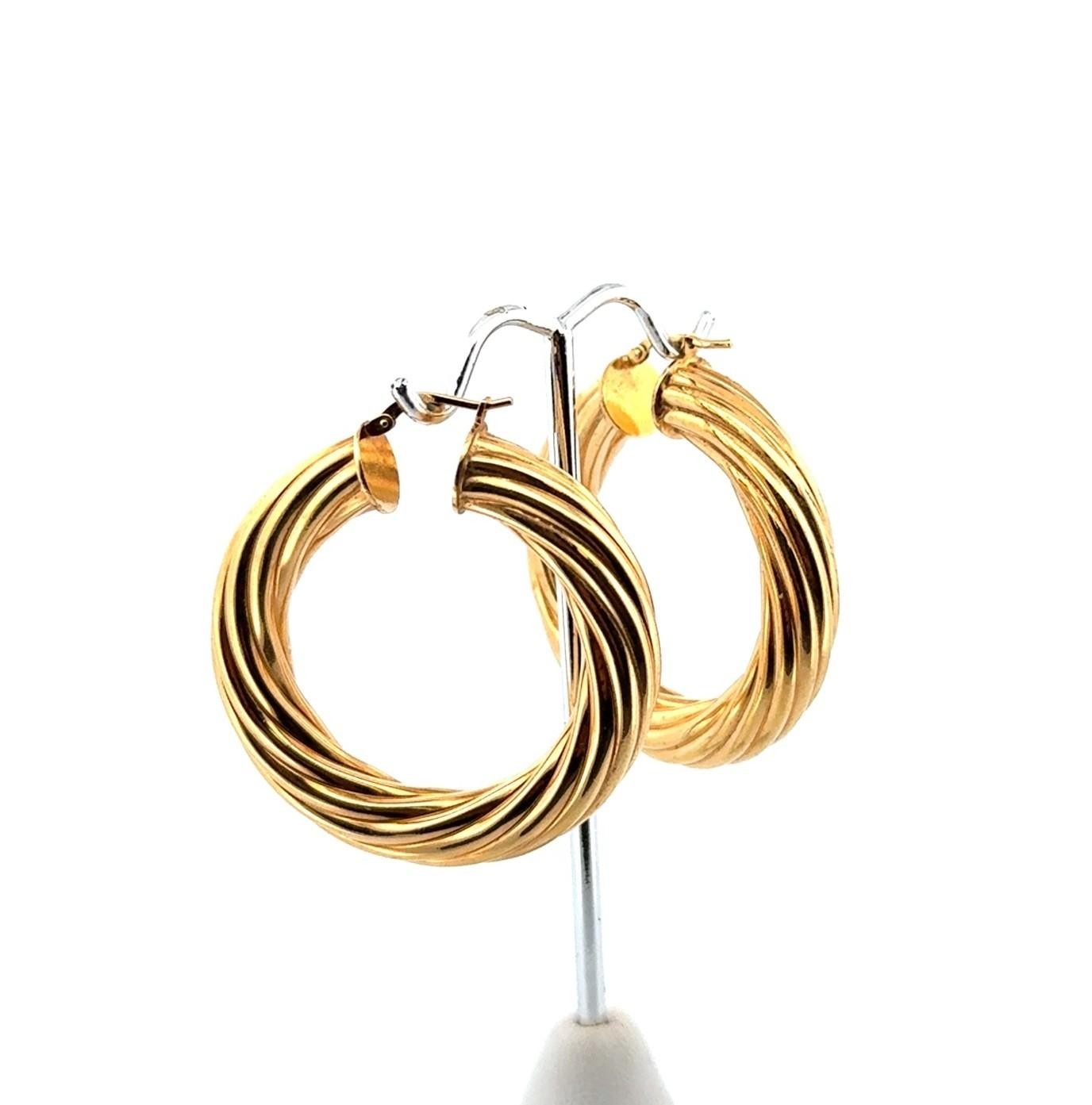 Italy 18k Gold Plated 925 Sterling Silver Large Twisted Hoop Earrings 25.4g - Image 3