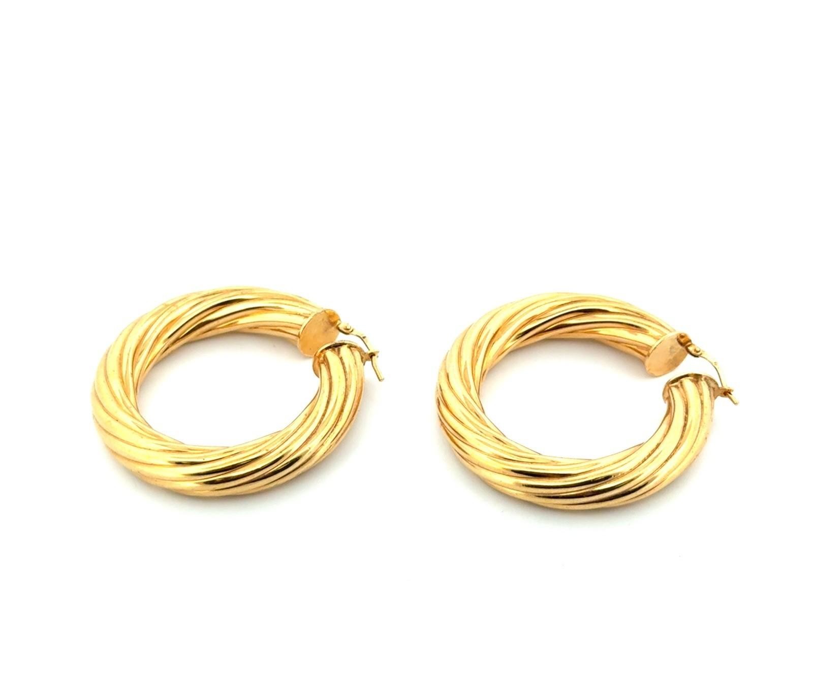 Italy 18k Gold Plated 925 Sterling Silver Large Twisted Hoop Earrings 25.4g - Image 4