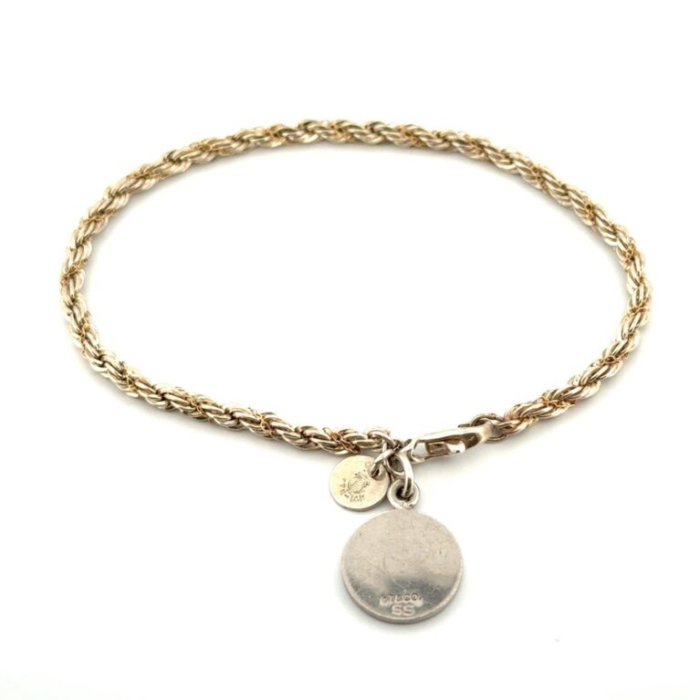 6.75” Tiffany & Co. 925 Sterling Silver & 14k Accent Rope Bracelet 7.4g