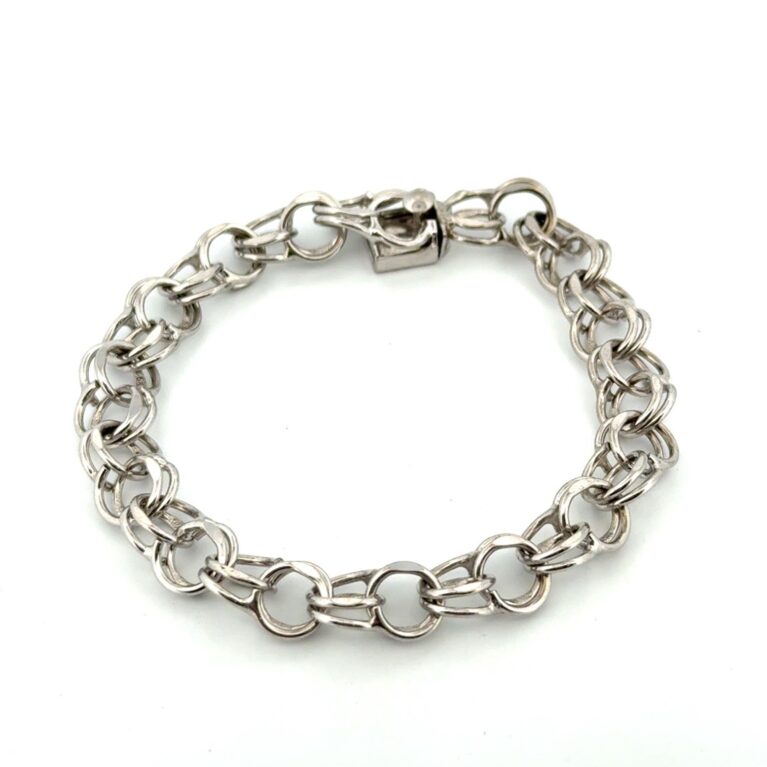 6.5” ETON 925 Sterling Silver Double Circle Link Bracelet 13.3g