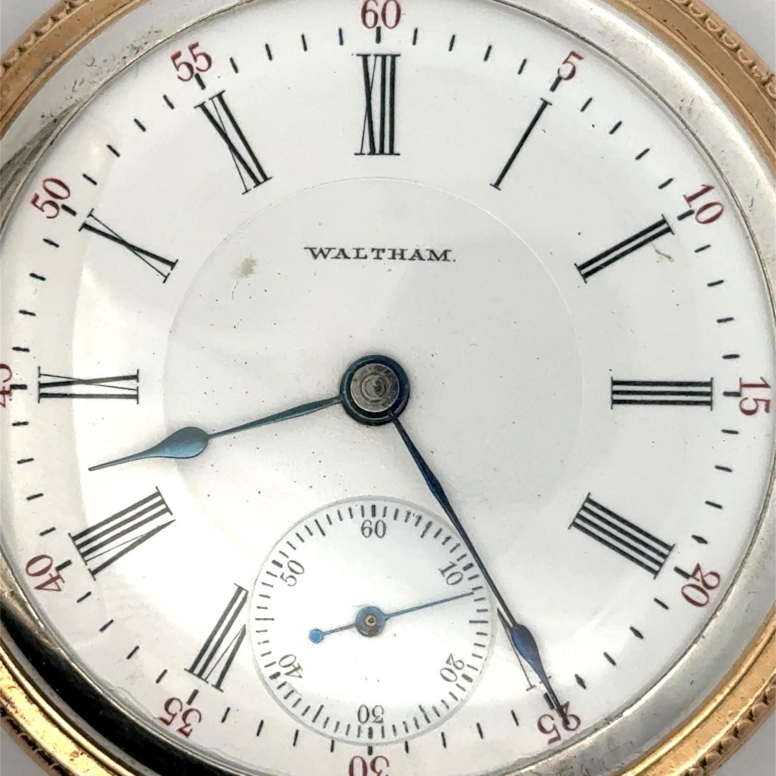 Vintage Waltham 17 Jewel .925 Sterling Silver Case, Flower Inlay Pocket Watch - Image 8