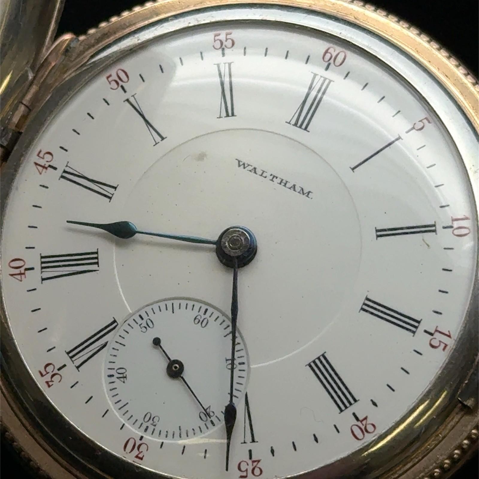 Vintage Waltham 17 Jewel .925 Sterling Silver Case, Flower Inlay Pocket Watch - Image 9