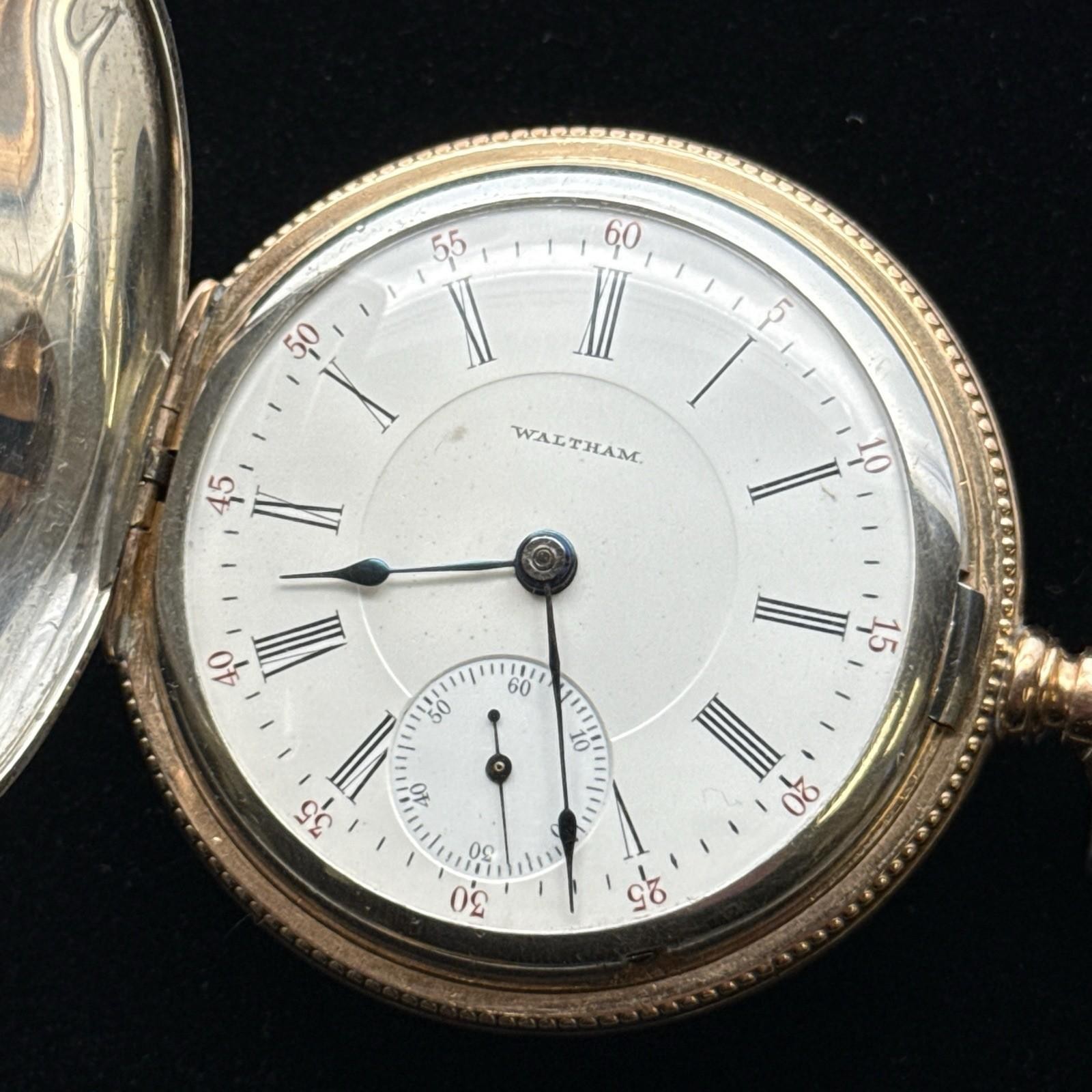 Vintage Waltham 17 Jewel .925 Sterling Silver Case, Flower Inlay Pocket Watch - Image 10