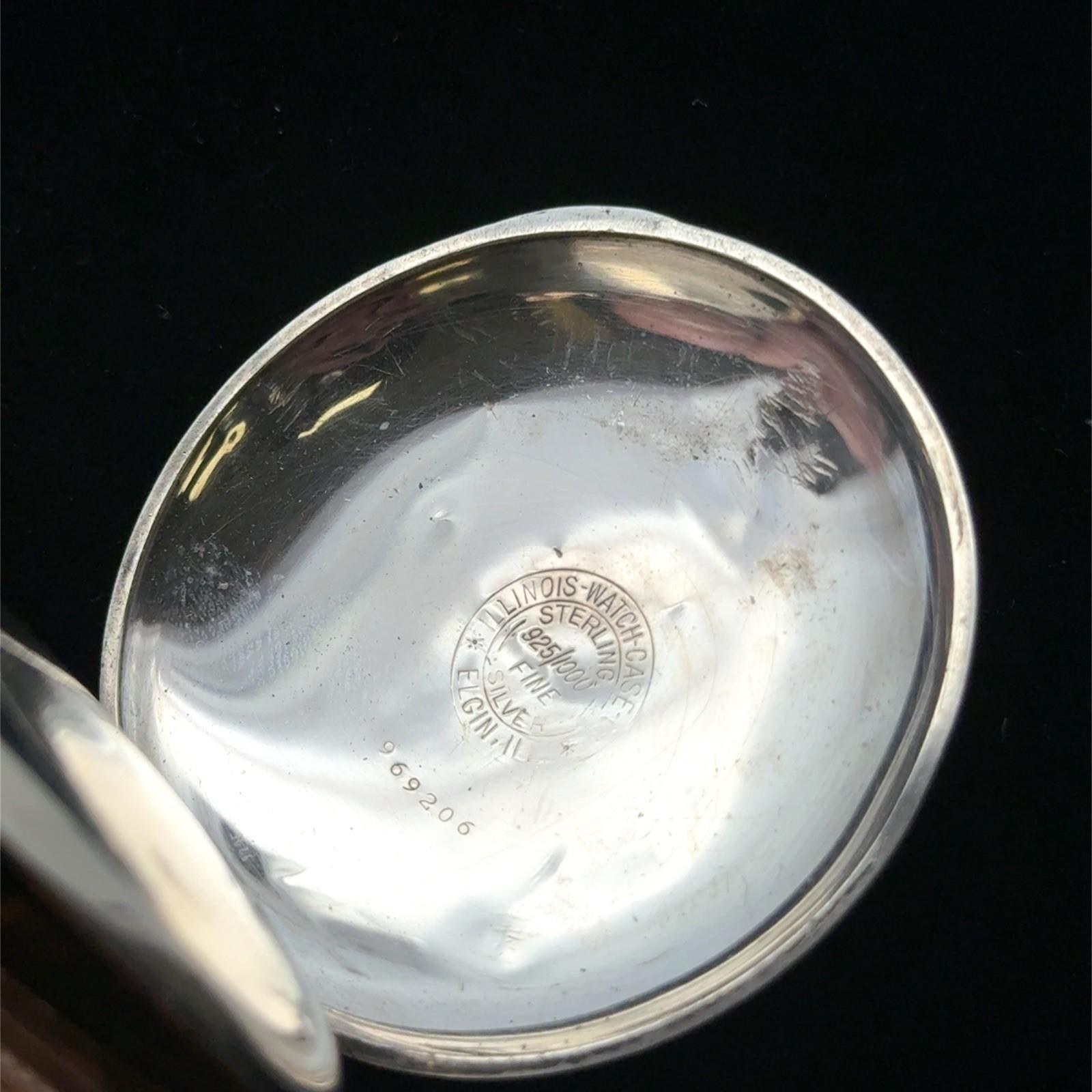 Vintage Waltham 17 Jewel .925 Sterling Silver Case, Flower Inlay Pocket Watch - Image 13