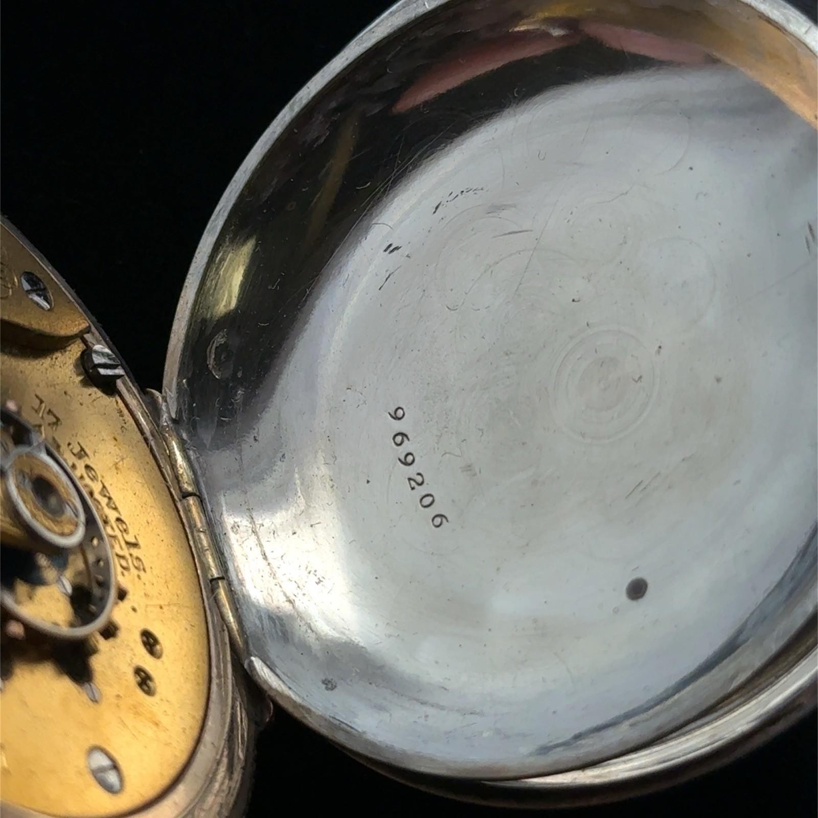 Vintage Waltham 17 Jewel .925 Sterling Silver Case, Flower Inlay Pocket Watch - Image 15
