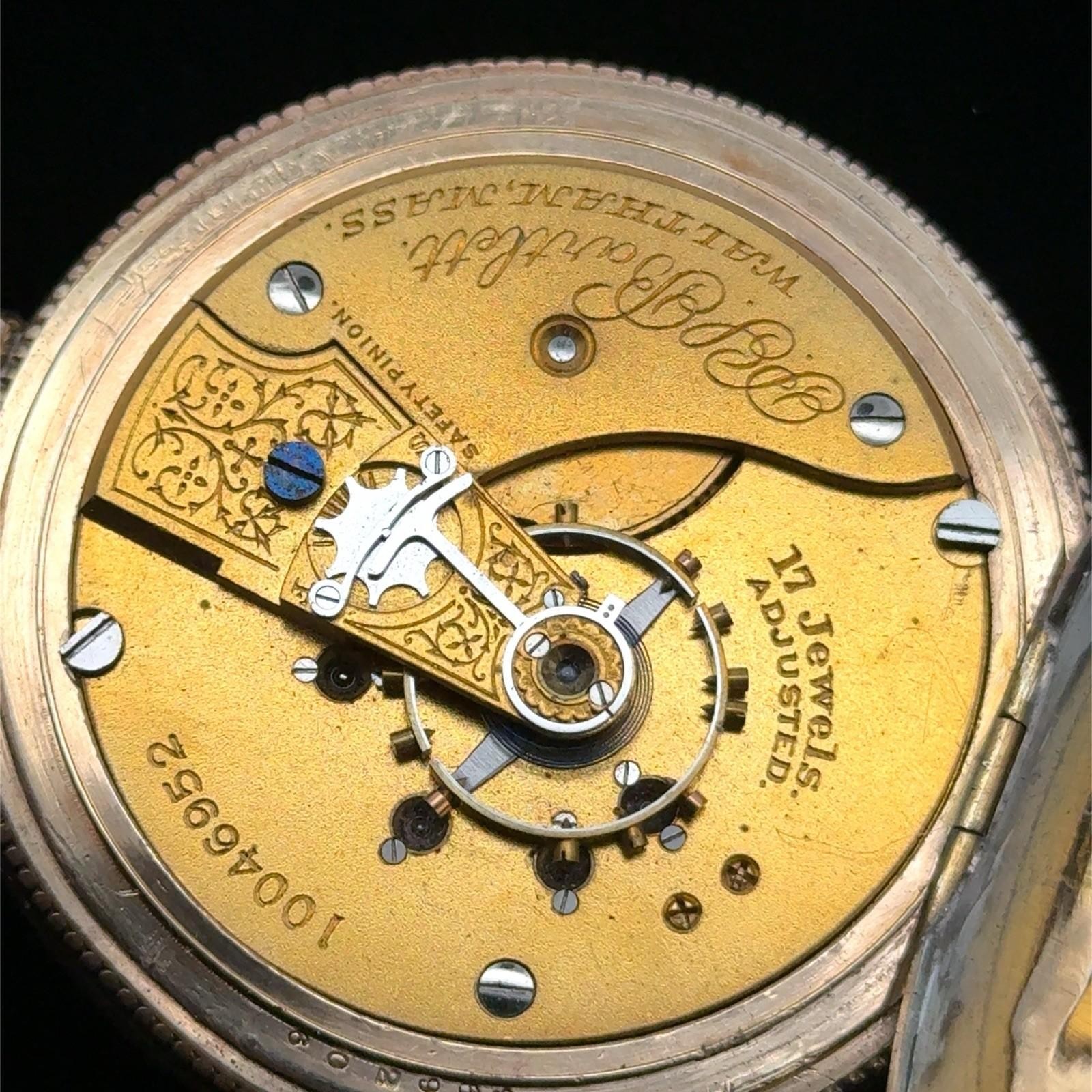 Vintage Waltham 17 Jewel .925 Sterling Silver Case, Flower Inlay Pocket Watch - Image 16