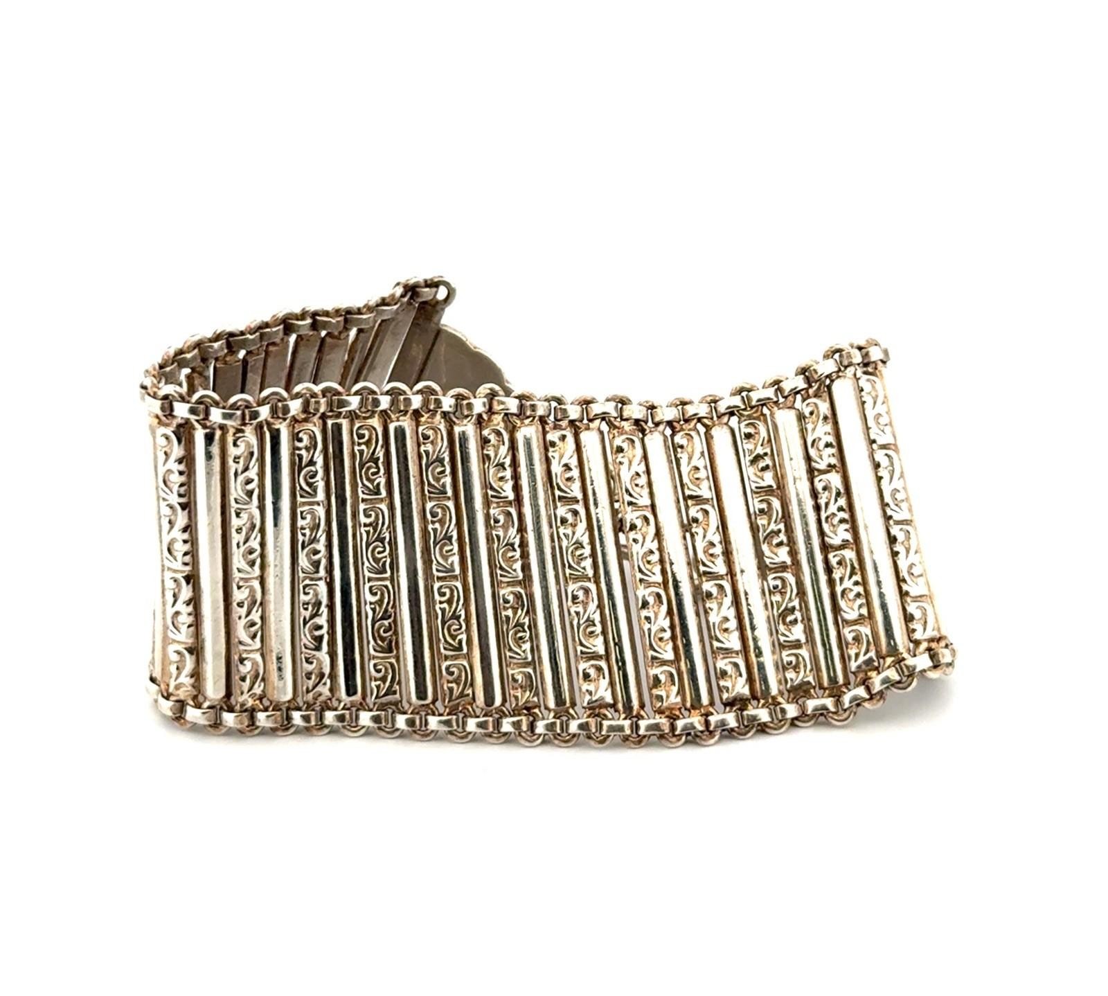 7.5” Vintage India 925 Sterling Silver Heavy Floral Wrap Bracelet 62.2g - Image 5