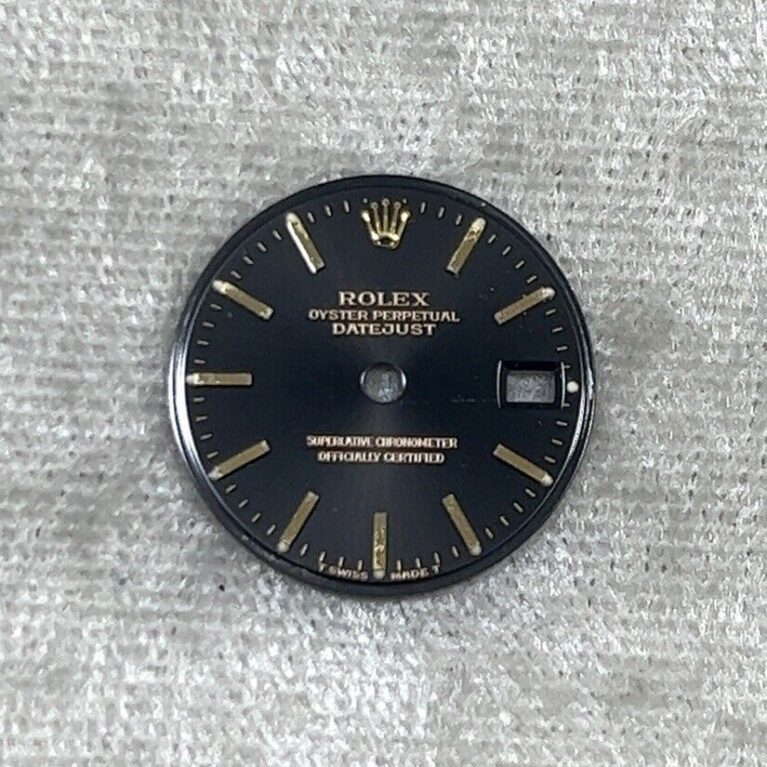 20mm Rolex Oyster Perpetual Datejust Black Dial Gold Stick Markers