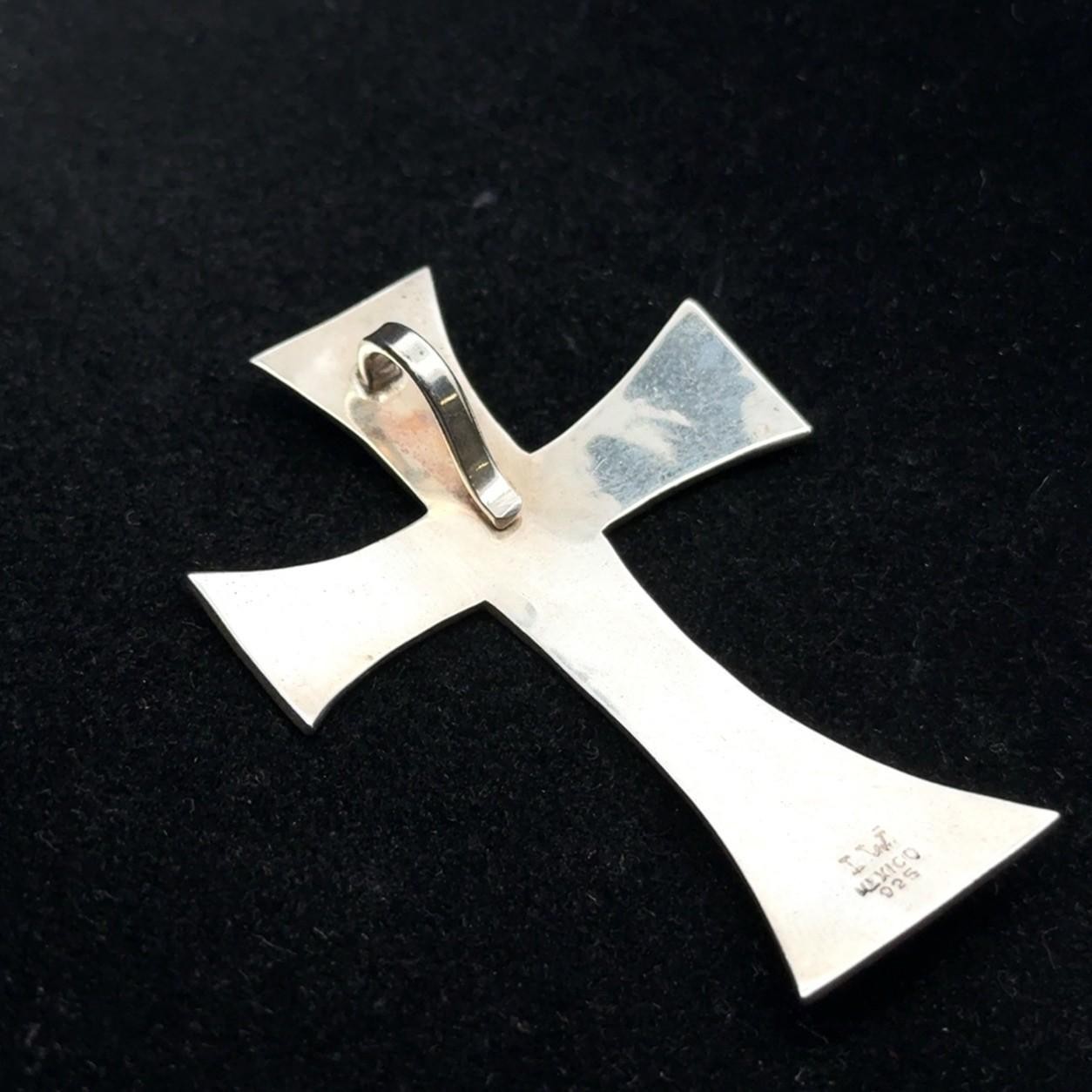 .925 Sterling Silver Hammered Cross, Mexico, 10.6g - Image 4