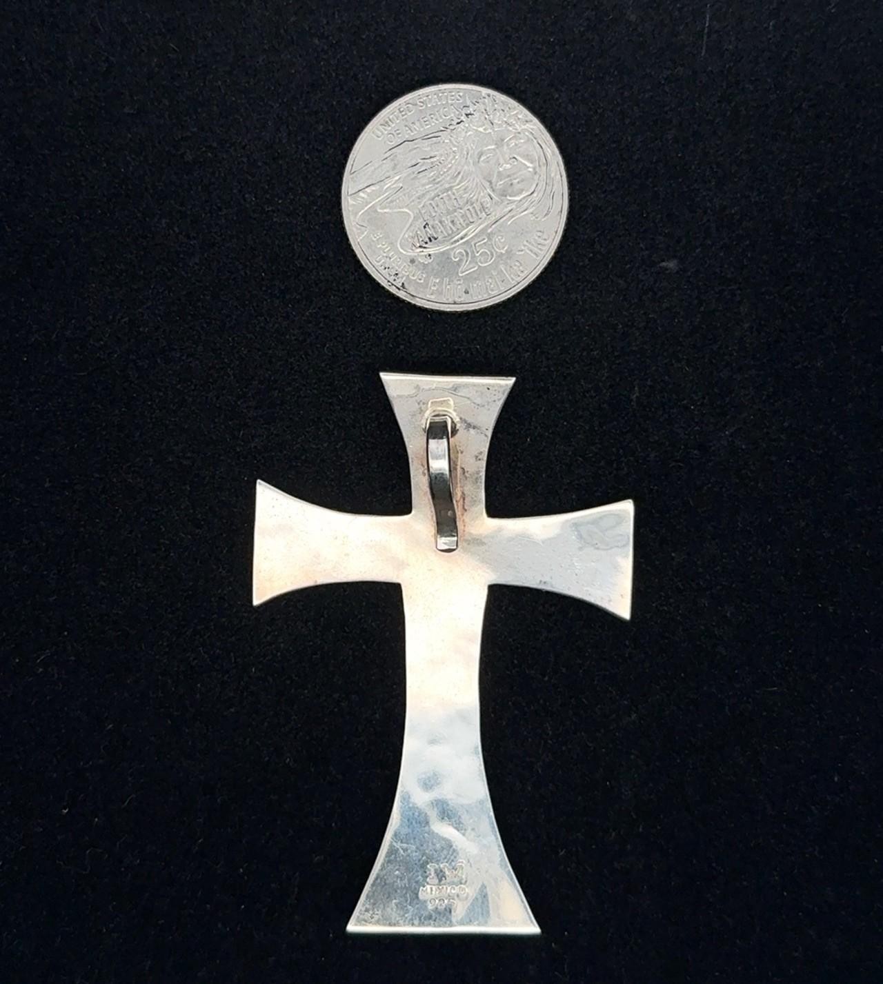 .925 Sterling Silver Hammered Cross, Mexico, 10.6g - Image 7