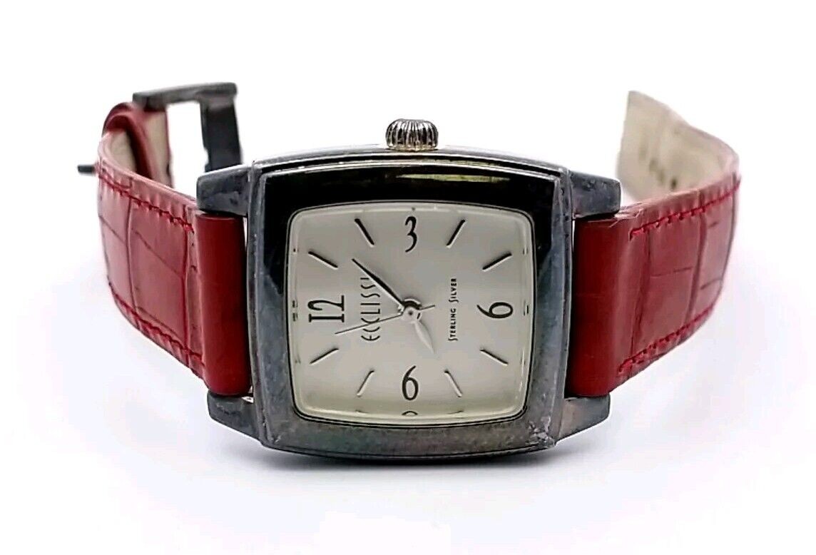Ecclissi Sterling Silver Ladies Quartz Watch With Red Genuine Leather Band - Image 2